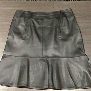 Anne klein black leather skirt